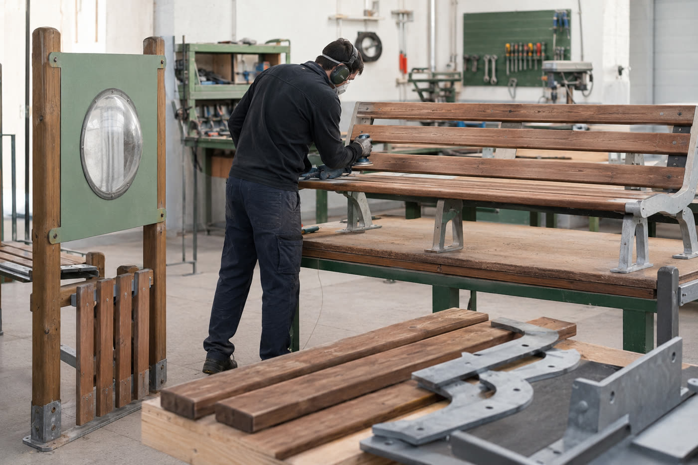 Recuperación de mobiliario y piezas de madera en taller